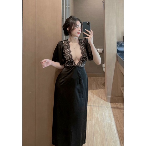 Váy nữ siêu sang mẫu Maxi đầm xuông ôm eo bằng dây thắt lưng