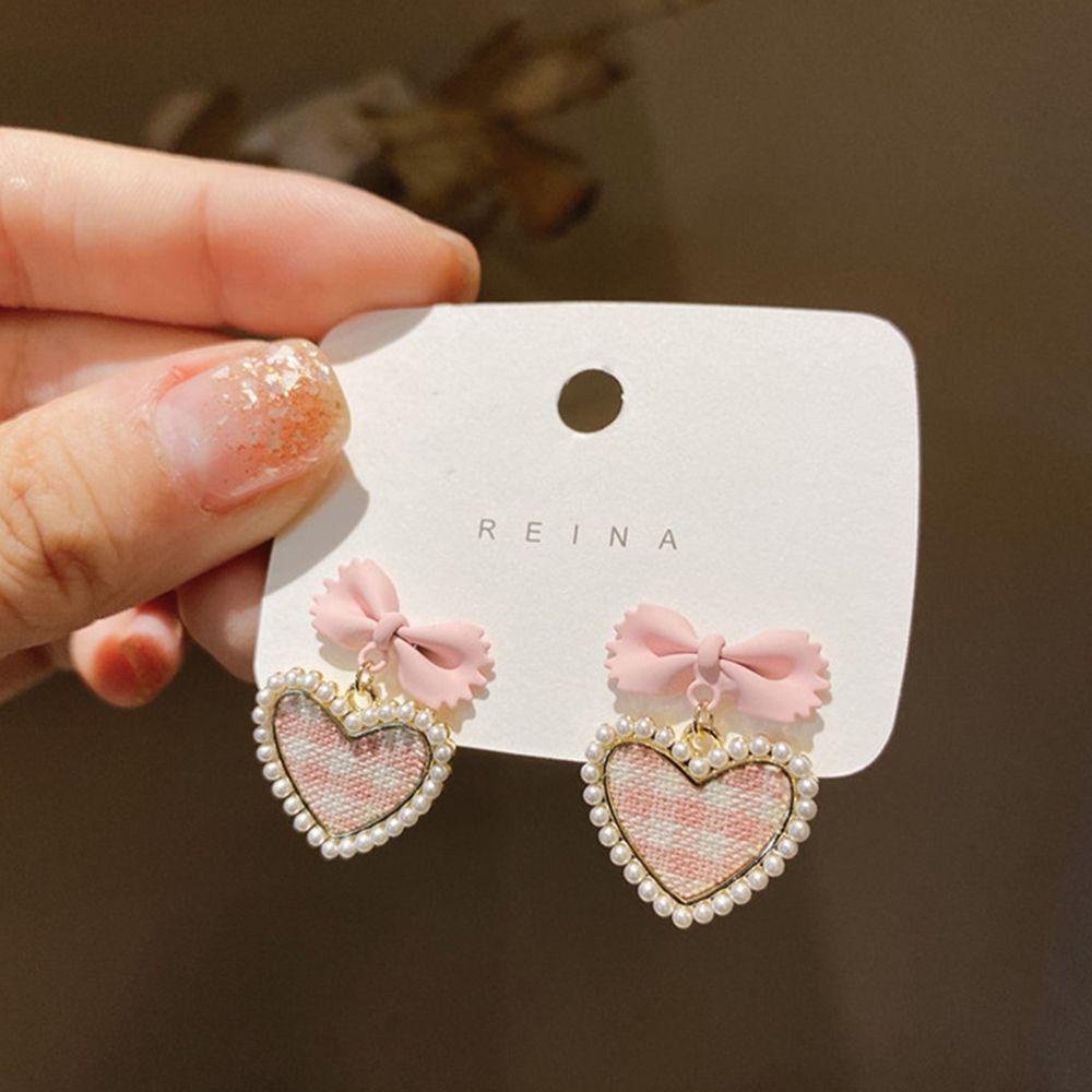 VANES1 Khuyên Tai Dáng Dài Đính Nơ Vải Nhiều Màu Phong Cách Hàn Quốc Cá Tính Dành Cho Bạn Nữ