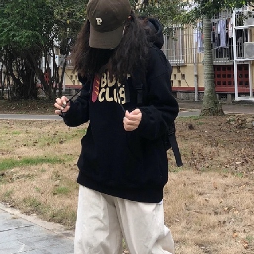 ZHELIHANGFEI Áo Hoodie Tay Dài In Chữ Theo Phong Cách Preppy
