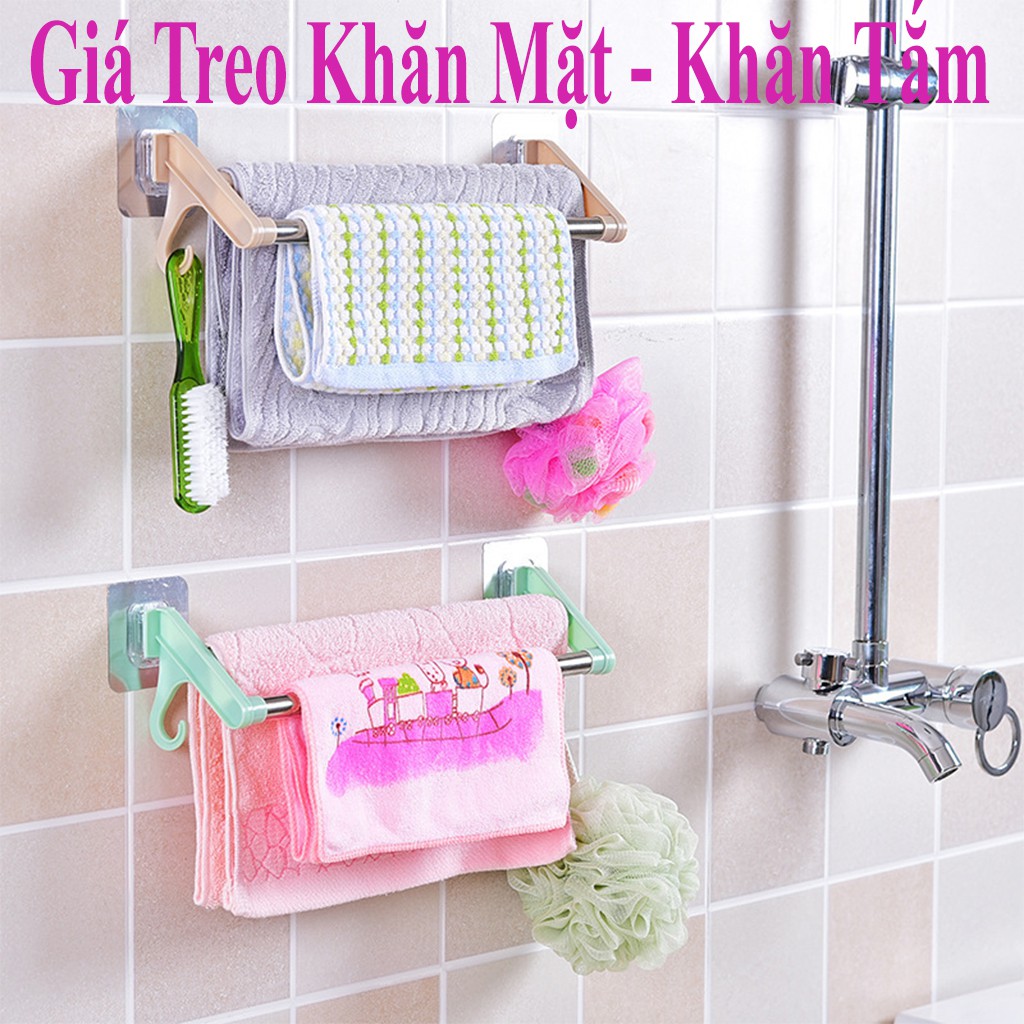 Giá Treo Khăn Dán Tường Thanh Treo Khăn Bằng Inox Chắc Chắn Sáng Bóng Sang Trọng