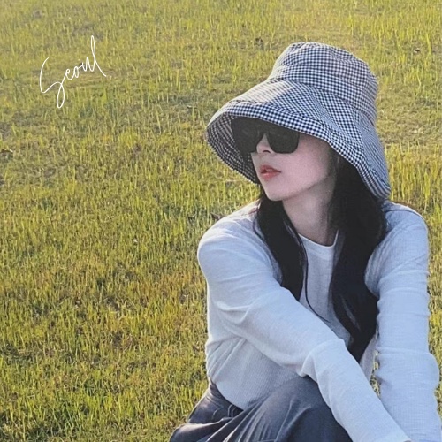 Nón rộng vành chống tia UV họa tiết kẻ caro, mũ đi biển phong cách Hàn Quốc R6