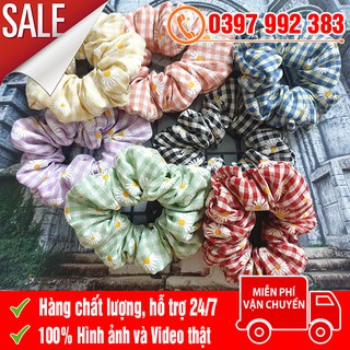 [NHẬN SỈ SỐ LƯỢNG LỚN] Dây Buộc Tóc Vải Scrunchies Caro Hoa Cúc Vải Đáng Yêu Cho Nữ
