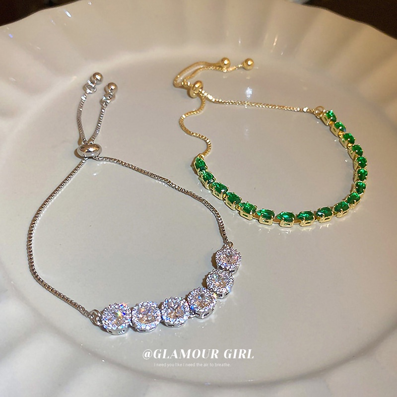 Vòng Tay Đính Đá Zircon Hình Giọt Nước Có Thể Điều Chỉnh Thời Trang