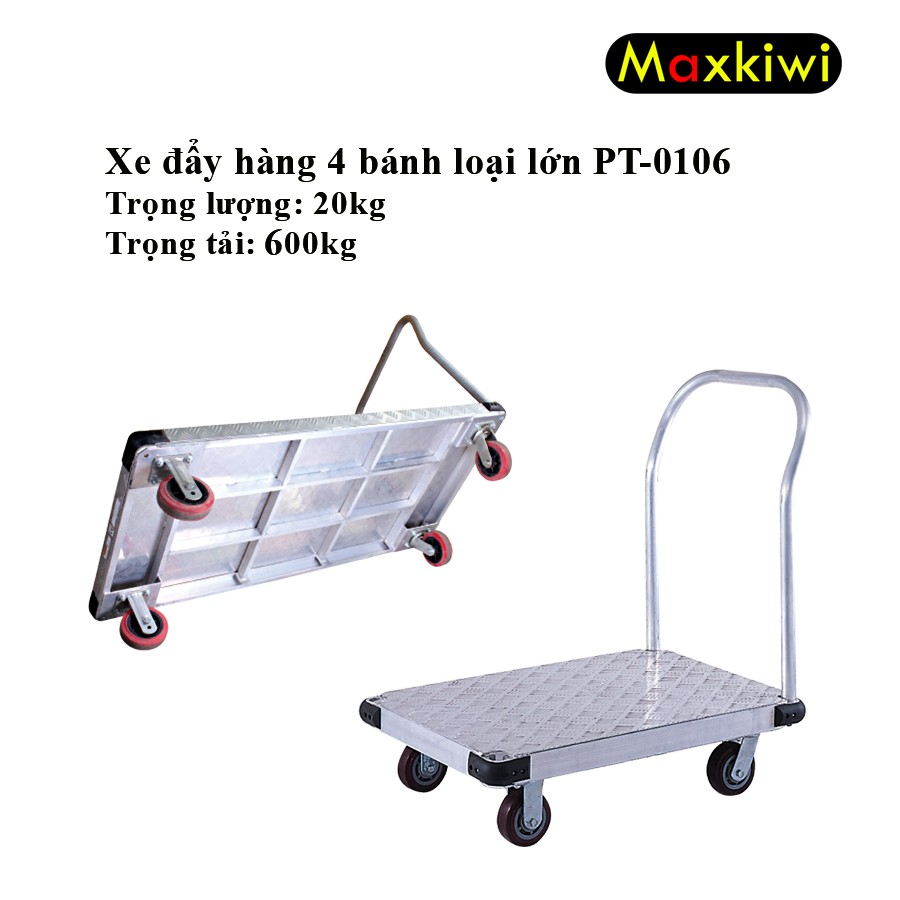 [FreeShip - Hàng Cao Cấp] Bánh Xe Đẩy Công Nghiệp, Xe Đẩy Hàng 4 Bánh 500kg Maxkiwi