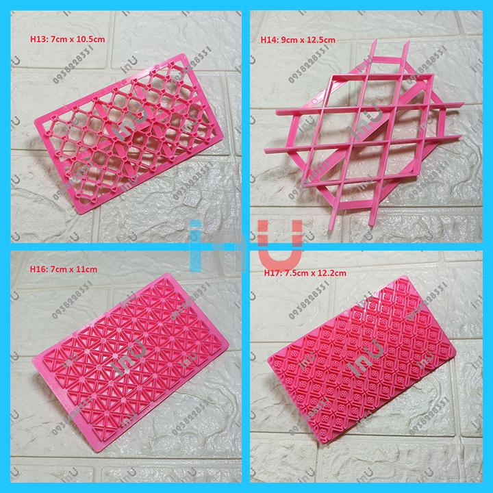 HCM - Khuôn ốp thành bánh kem tạo hình vân họa tiết sỏi đá, gạch, hoa, tim