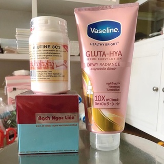 Combo kem body bạch ngọc liên & kích trắng abutine 3c3 250gr & sữa dưỡng thể vaseline