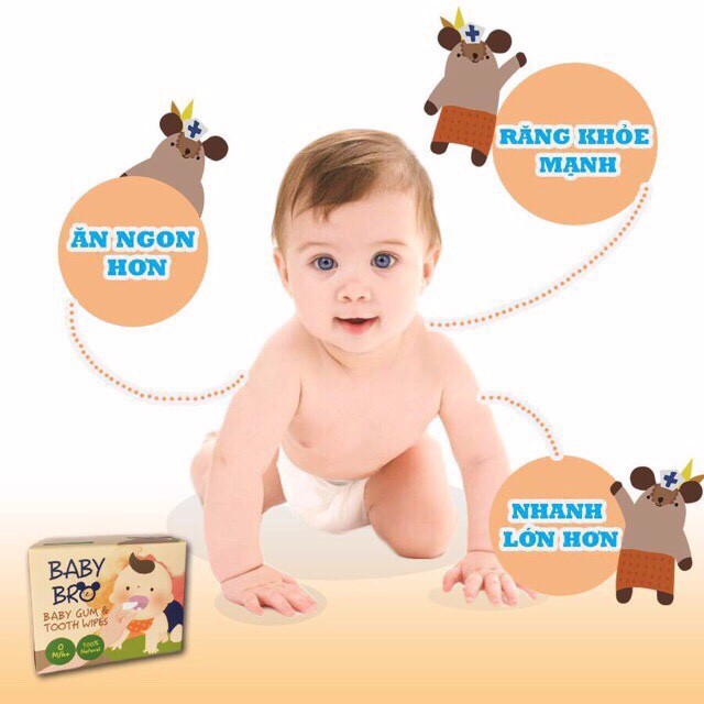 [Mã FMCG8 giảm 8% đơn 500K] Gạc rơ lưỡi /lau răng Baby Bro Hàn Quốc