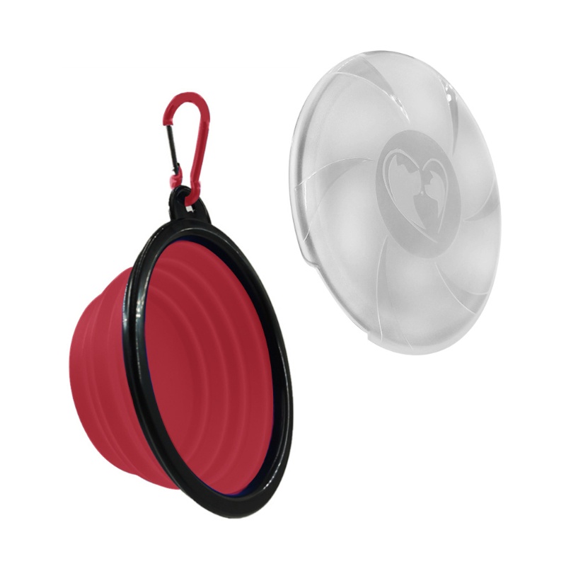 Tô Đựng Thức Ăn/Nước Uống Bằng Silicone Có Thể Gấp Gọn Kèm Nắp Dành Cho Chó Mèo