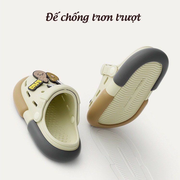 Dép sục có quai crocs Cheerful Mario chính hãng cho bé, EVA siêu nhẹ, chống trơn trượt