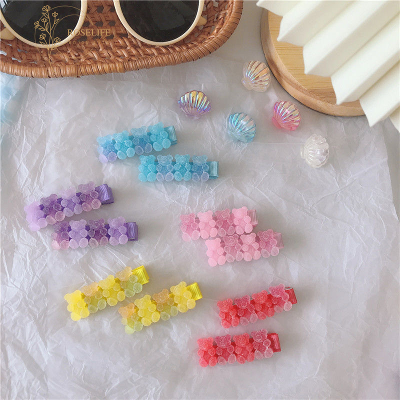 1 Kẹp Tóc Hình Gấu Nhiều Màu Sắc Cho Bé Gái