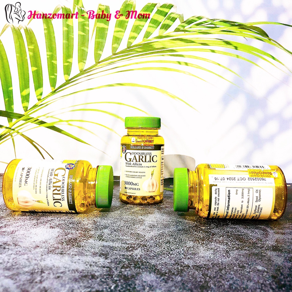 Tinh dầu tỏi dạng viên nén GARLIC Holland &amp; barett 3000mg , Anh (hộp 50 viên)