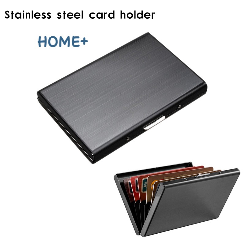 RFID Blocking Wallet Slim Secure Stainless Steel Contactless Card Protector for 6 Credit Cards @vn