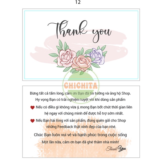 COMBO Card Cám Ơn, Card Thank You, Thiệp Cảm Ơn đẹp rẻ dễ thương Sẵn hàng