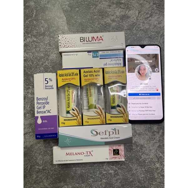 Gel ngừa mụn thâm Azelaic Acid Gel 20% & 10%  Aziderm 20% & 10% 15g