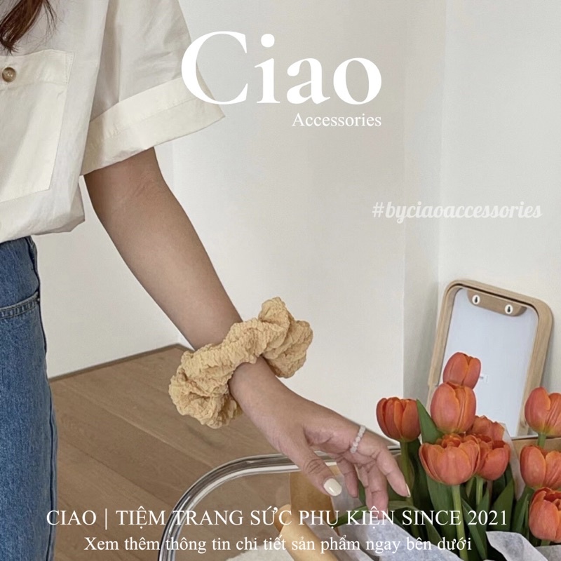 [HOẢ TỐC 1H] Dây buộc tóc/ Scrunchies vải nhúng màu kẹo ngọt xinh xắn mã 18 Ciao accessories