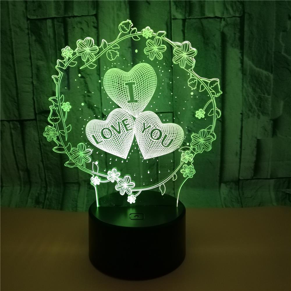 3D lamp pattern I LOVE YOU Valentine's Day wedding gift colorful touch love 3D LED lamp.