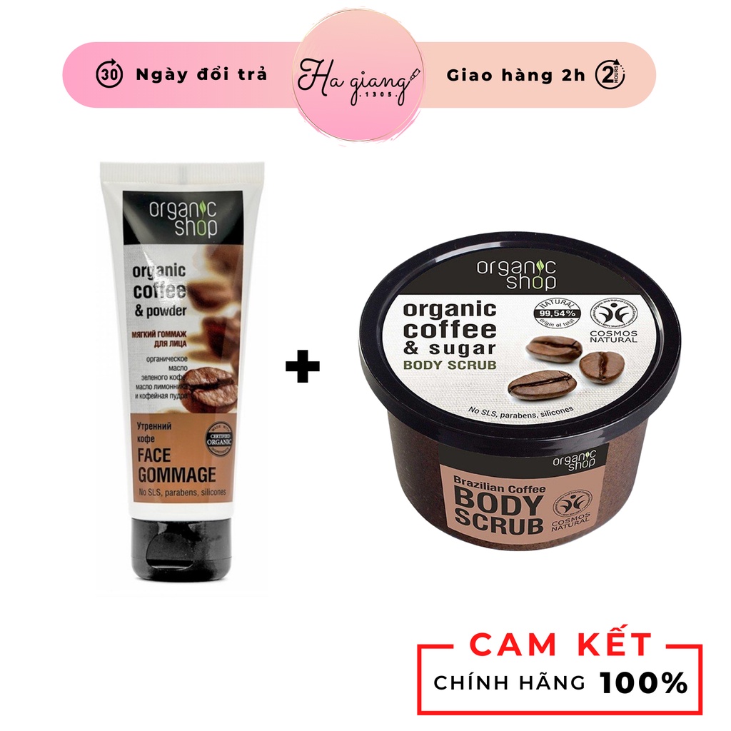 Tẩy Da Chết cho Mặt và Body từ cafe Organic Shop - Bộ 2 sản phẩm tẩy da chết cho body và mặt