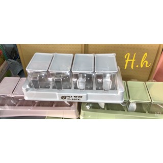 [GIÁ SIÊU RẺ ] KHAY ĐỰNG KÈM 4 LỌ GIA VỊ VIỆT NHẬT