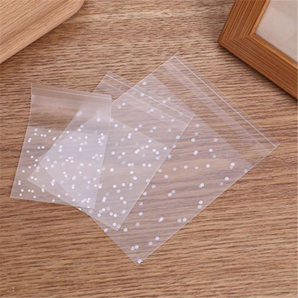 ❀SIMPLE❀ 100pcs Birthday Cookie Bags Self-Adhesive Candy Pockets Packaging Bag Biscuit Wedding Party Dots Frosted Baking Wrapping Supplies