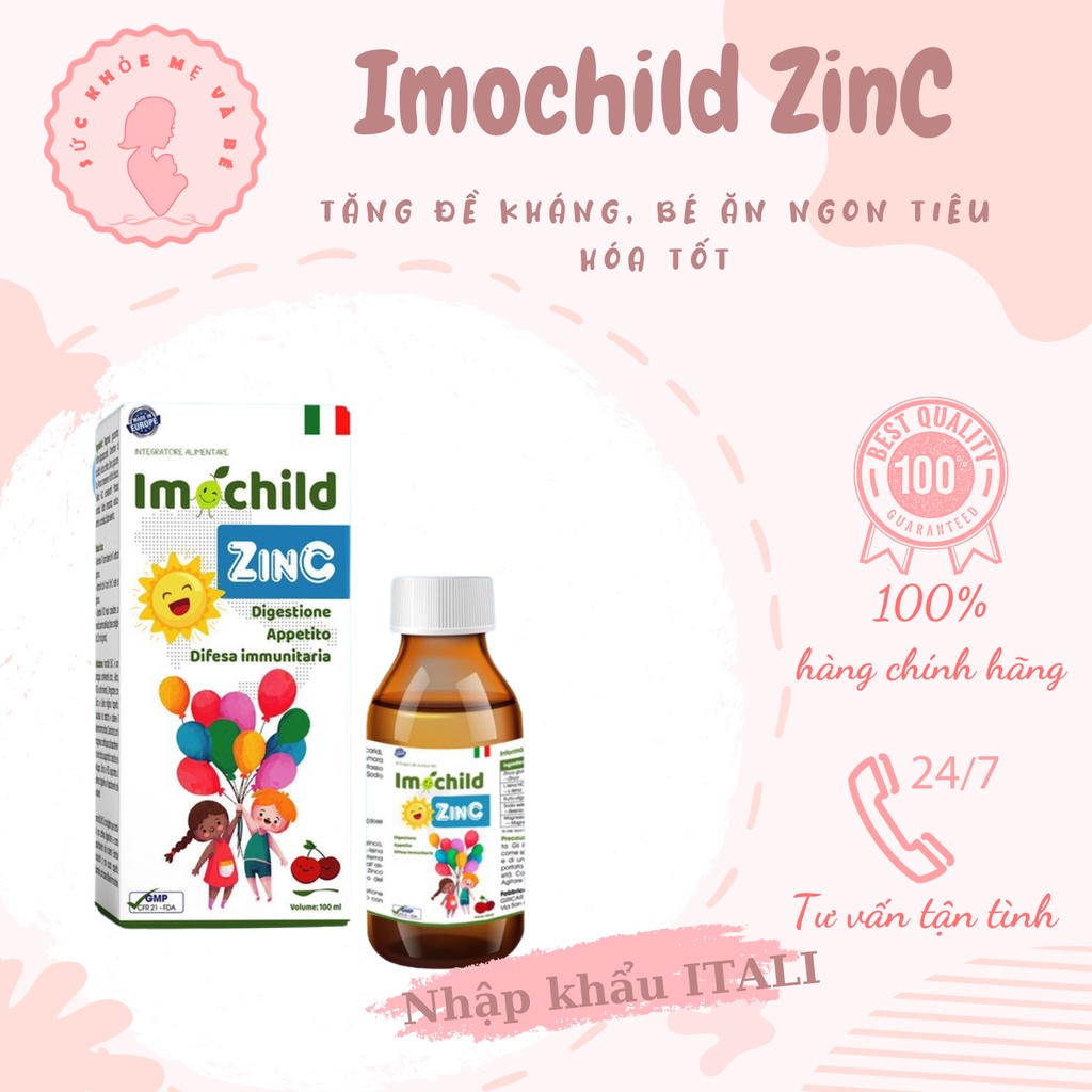 Siro Imochild ZinC – Bổ sung kẽm lysin, chất sơ giúp bé ăn ngon miệng, hấp thu tốt, tăng đề kháng