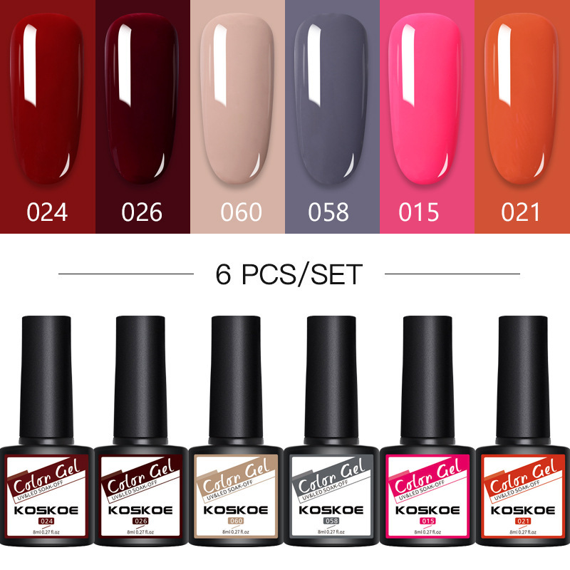 Nail Gel Polish Set 4 Pcs / 6 Pcs Nail Kit Set Glitter Holographics Soak Off Uv Gel Varnish Nail Kit for Nail Art Gel Set