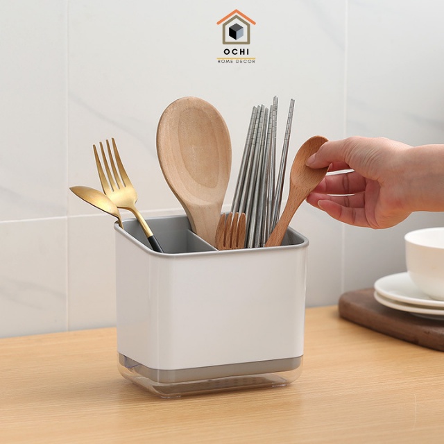 Ống đựng đũa thìa dao có khay hứng nước thông minh, hộp kệ đựng đũa đa năng thoát nước