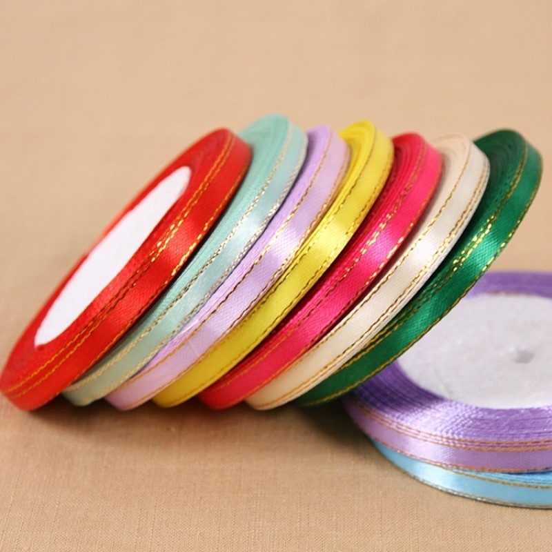 Cuộn Dây Ruy Băng Polyester Hai Mặt 6mm 22m Dùng Gói Quà / Trang Trí Tiệc Cưới Diy