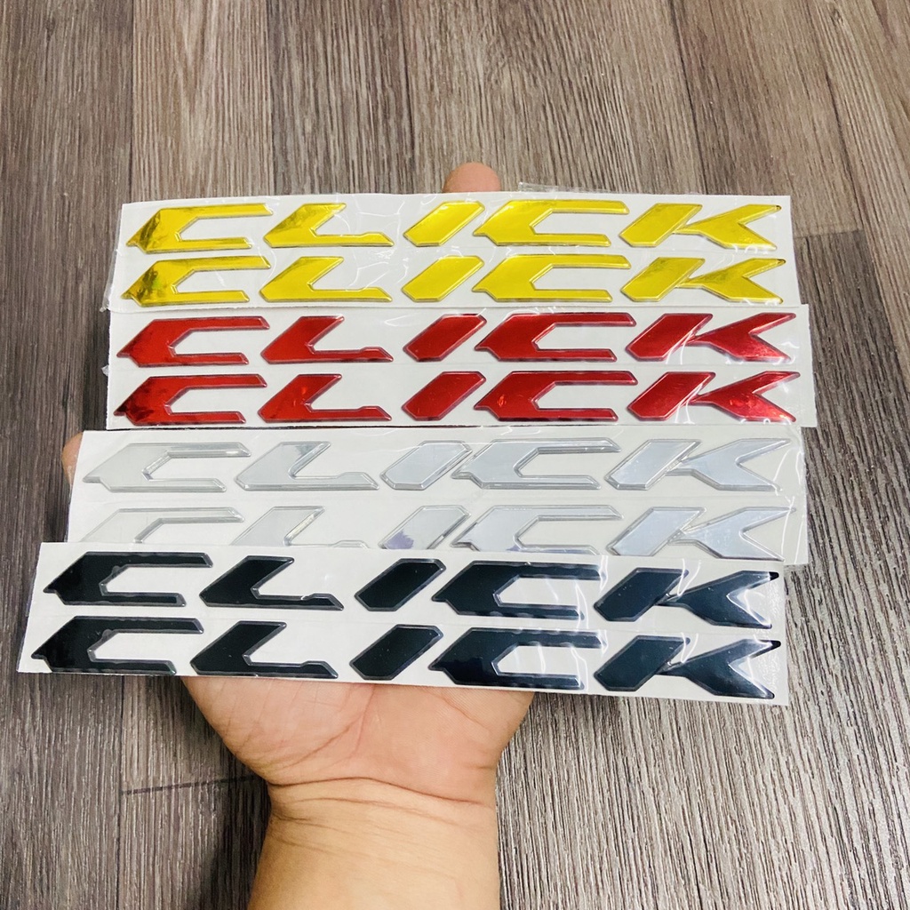 Bộ tem chữ CLICK kèm số 125i, 150i dán cho các dòng xe vario, click thái chất liệu nhựa nổi nhiều máu sắc