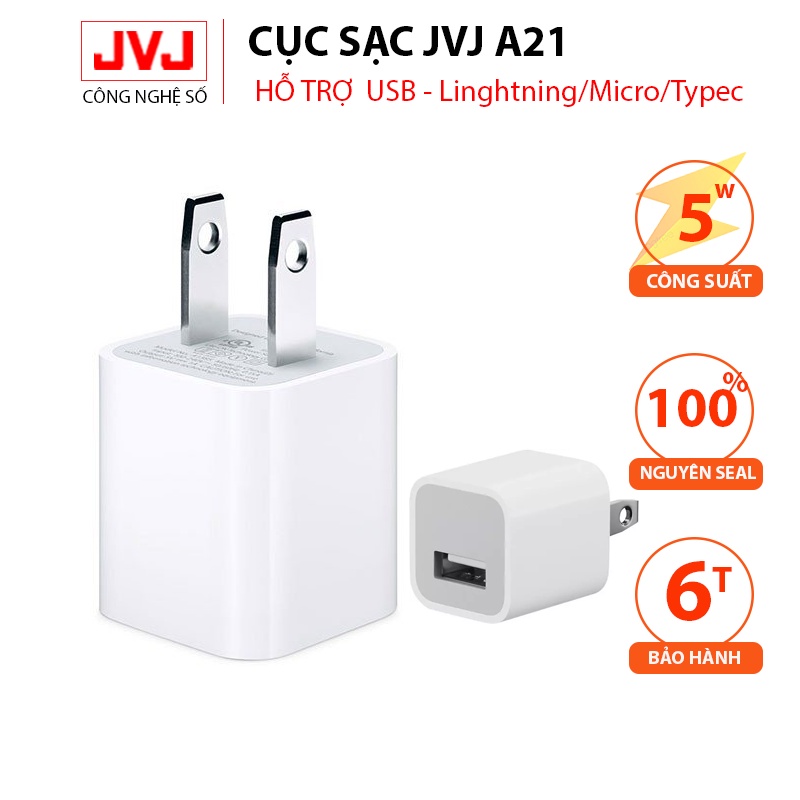 Củ sạc nhanh JVJ A21 USB cho các dòng máy smartphone ,android - Bảo hành 6T