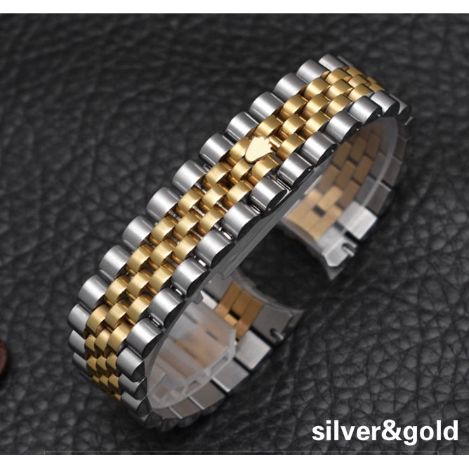 Five Beads Solid Stainless Steel Elbow Strap Luxury Watchband 13 17 20mm