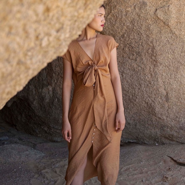 [Mã FAMALLT5 giảm 15% đơn 150k] MAUVE - THU Dress váy tơ cột nơ