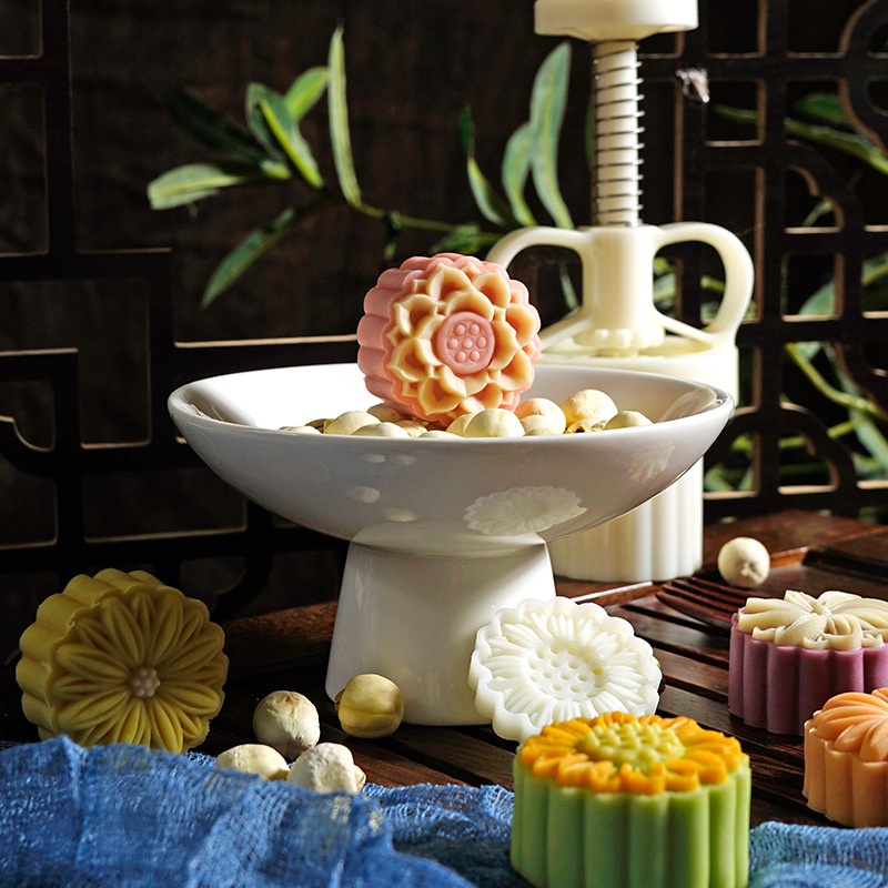 Bộ Khuôn Làm Bánh Trung Thu 20g Hình Bông Hoa Dễ Thương