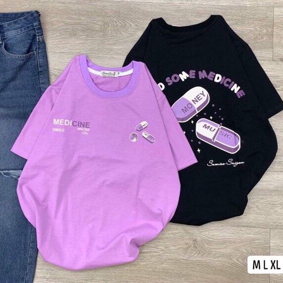 Sale Hot! Áo thun nam nữ form rộng tay lỡ ( 40-70kg) Medicine cực đẹp, áo phông dáng rộng siêu hot hit giá rẻ | BigBuy360 - bigbuy360.vn