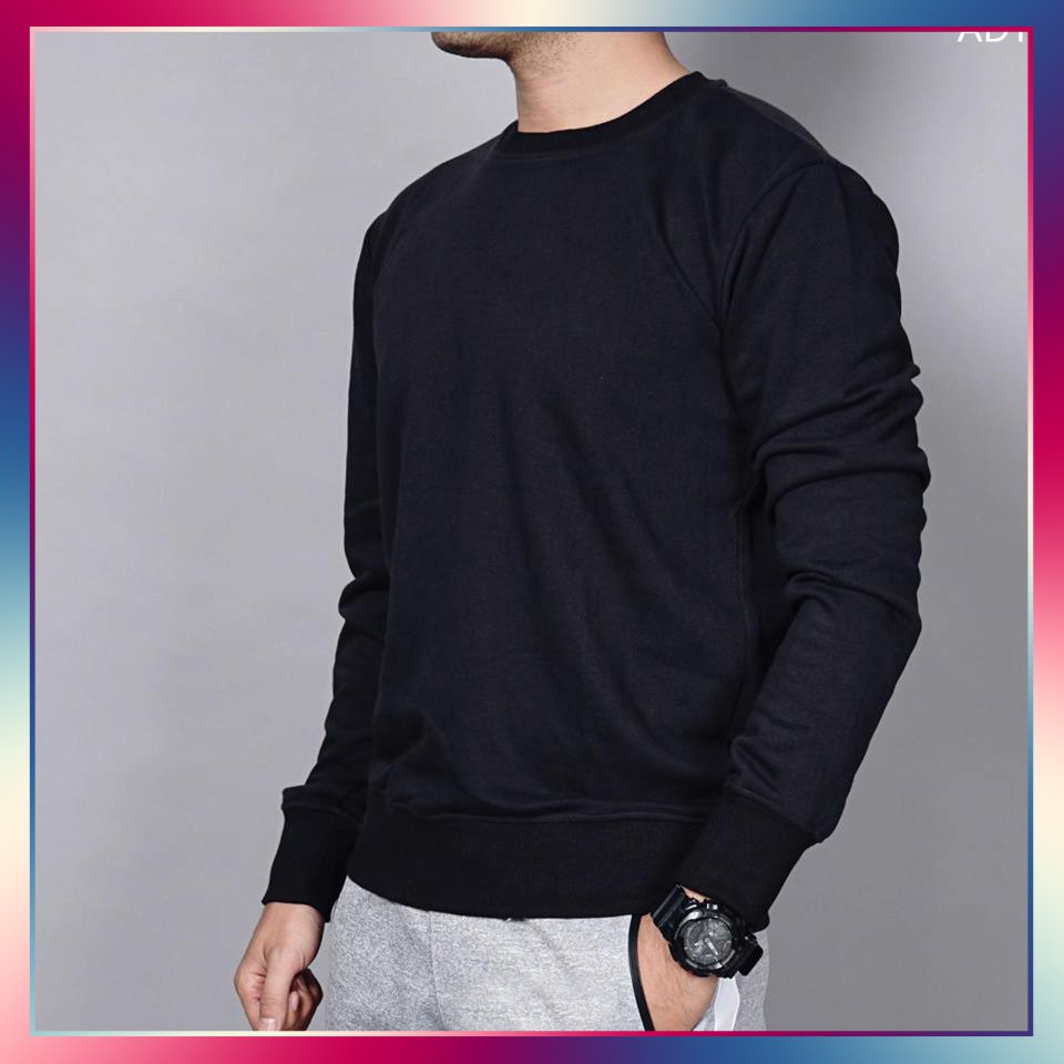 [Rẻ Nhất] Áo Nỉ Kiểu Dáng Basic Chất Da Cá Đen [DUHNO]