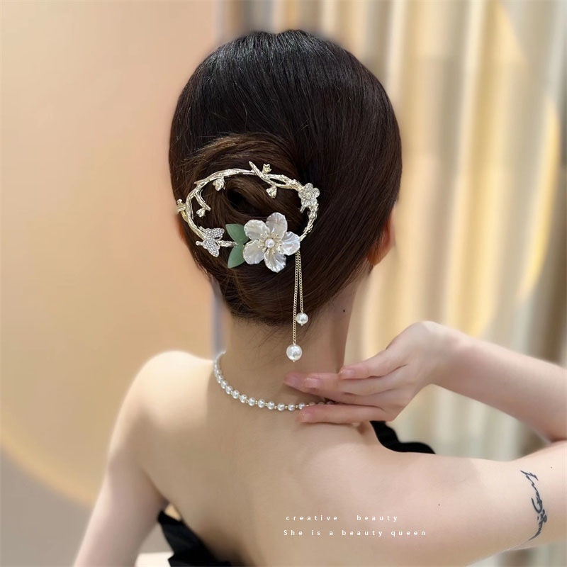 [Aishang Xinh Đẹp] Kẹp Tóc Dạng Đĩa Xoắn Đính Ngọc Trai Hình Hoa Bướm Cá Tính Một Lần Phong Cách Mùa Hè Dành Cho Nữ