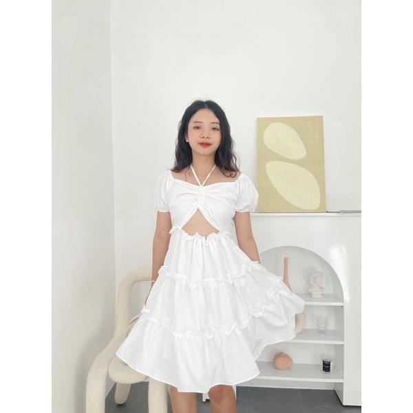 Đầm babydoll tiểu thư rút dây khoét eo 💓FREESHIP💓 ullzang mặc sinh nhật, kỉ yếu