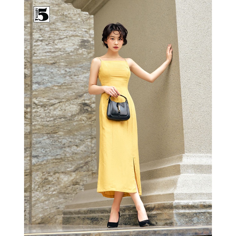 Đầm 2 dây cúp ngực dáng ôm xẻ vạt lệch chất đũi mát Twentyfive N2126