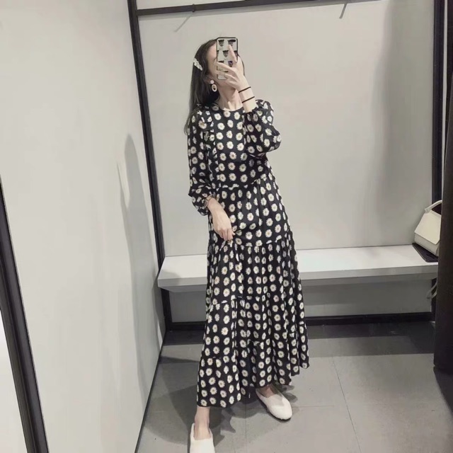 Váy maxi hoa cúc zara xuất