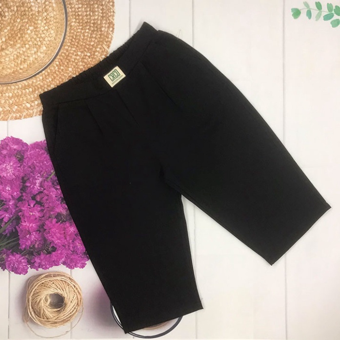 Quần lửng nữ mặc nhà cạp chun, vải đũi hàn cao cấp, thoáng mát