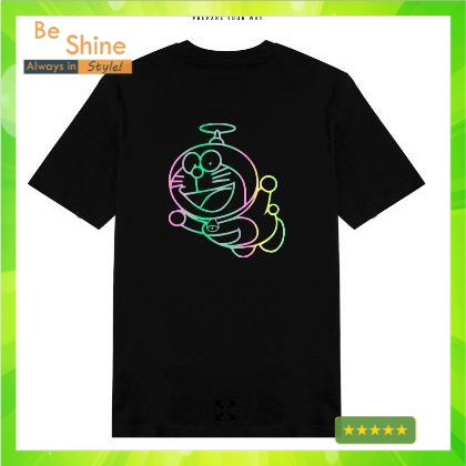 Áo phản quang doremon chong chóng  unisex, áo thun đôi nam nữ đen trắng from rộng, vải cotton xịn [TATO OFFICIAL]
