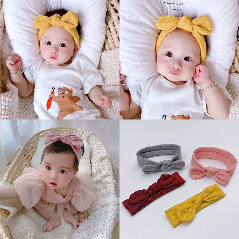 Băng Đô Nơ Cài Tóc Chăm Sóc Bé Phong Cách Hàn Quốc Mùa Xuân Hè Hàng Mới