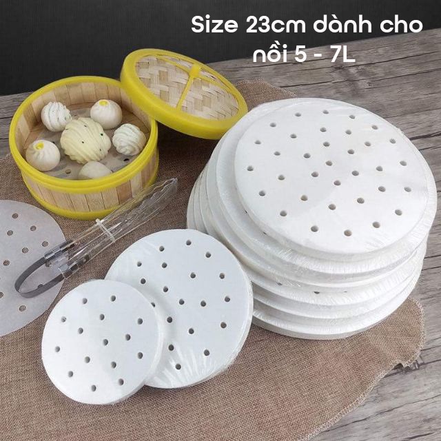 200 tờ giấy nến tròn đục lỗ size 23cm - Dành cho nồi chiên không dầu 5 - 7L