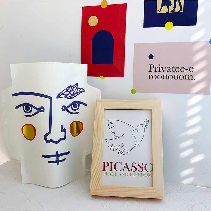 Khung tranh gỗ kèm ảnh trừu tượng Picasso Matisse - Tranh treo tường - Décor nhà Sò