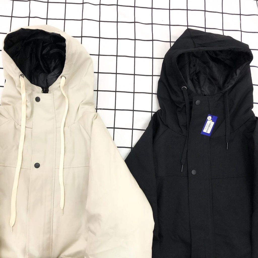 Áo khoác kaki lớp chần bông MEANSTORE oversize có mũ jacket Unisex dáng rộng chất kaki dày dặn Streetwear - Chần bông