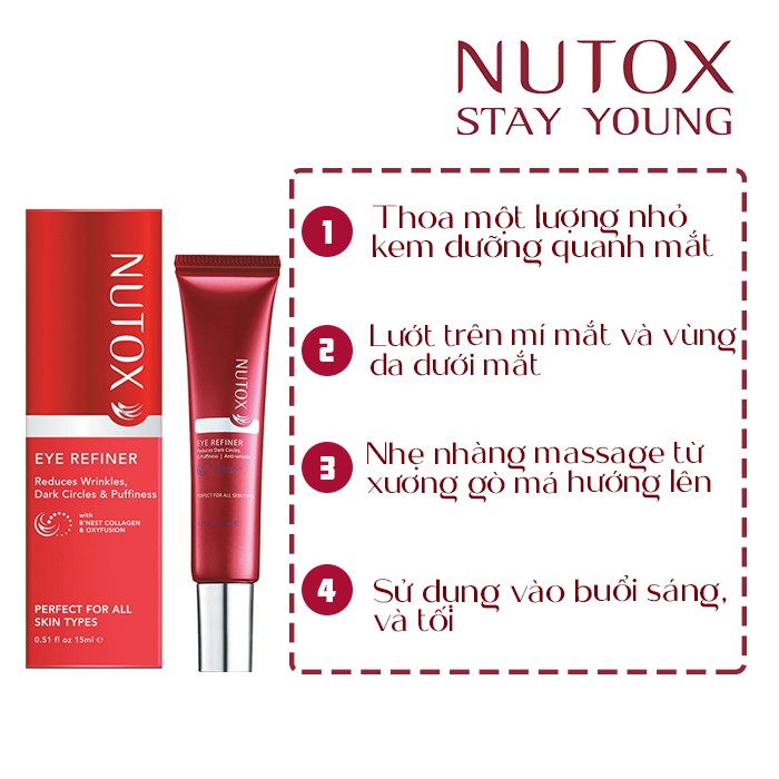 Kem Dưỡng & Ngừa Nếp Nhăn Vùng Mắt Trẻ Hóa Làn Da Nutox - 15ml (HSD Tháng 10.2021)