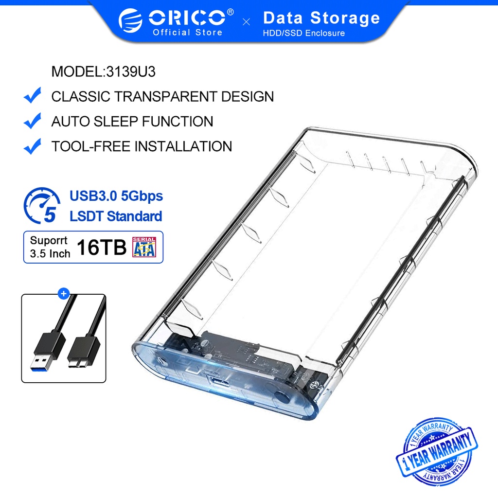 Vỏ Ổ Cứng Orico 3139u3 Hdd 3.5 Usb3.0 Sang Sata3.0 Tương Thích Với Hdd 2.5 3.5 Hỗ Trợ Uasp 10tb Chất Lượng Cao