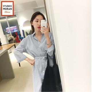 (HÀNG ORDER) Váy sơ mi Moran kẻ sọc thắt eo