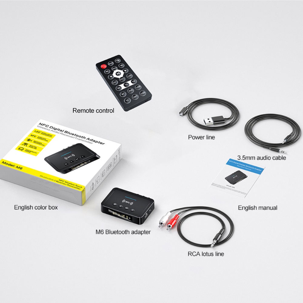 Nfc Bộ Truyền Phát Không Dây Bluetooth Xe Hơi-Tương Thích 5.0 Adapter M6 Fm 3 Trong 1 Bộ Chuyển Đổi Âm Thanh Với màn Hình Hiển Thị Led Cloud1