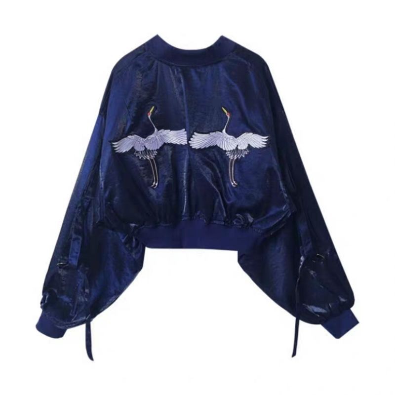 Áo khoác ulzzang bomber chim hạc nổi bật | BigBuy360 - bigbuy360.vn