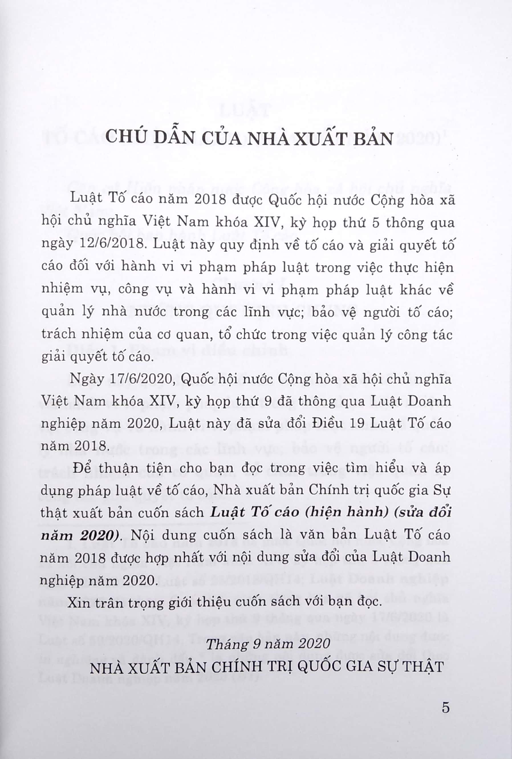 Sách Luật Tố Cáo (Hiện Hành, Sửa Đổi, Bỗ Sung 2020) | WebRaoVat - webraovat.net.vn